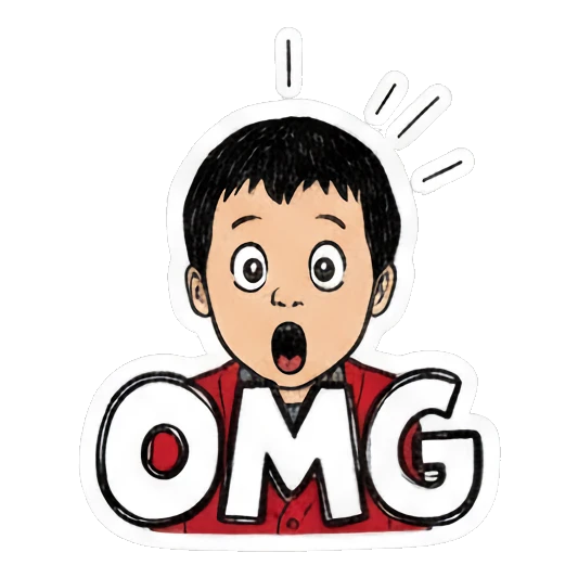 boy looking shocked saying OMG Red Sweater Boy Daily Life sticker for expressive chats and social replies.