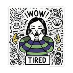 Girl reacting 'OBVI!' Doodle Girl's Mood Swings sticker for expressive chats and social replies.