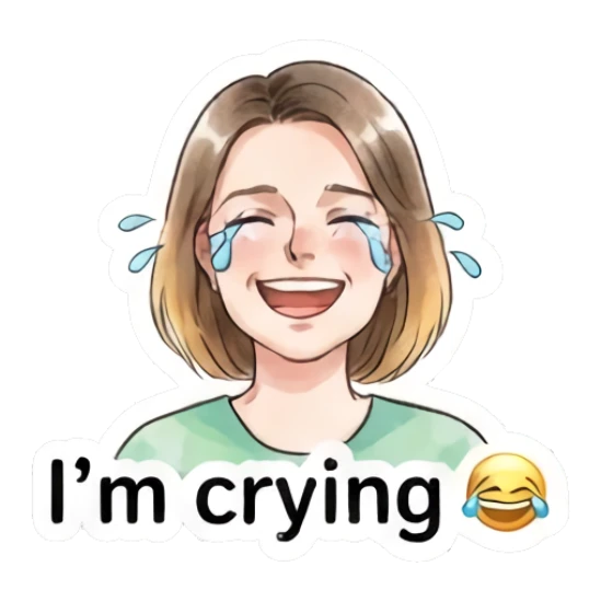 Happy young woman laughing with tears of joy Modern Girl Expressions sticker for expressive chats and social replies.