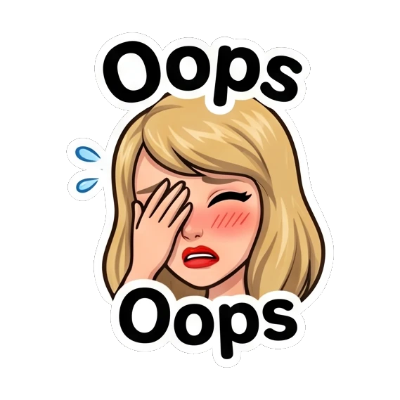 Blonde girl facepalming with text Oops Blonde Pop Icon Expressions sticker for expressive chats and social replies.