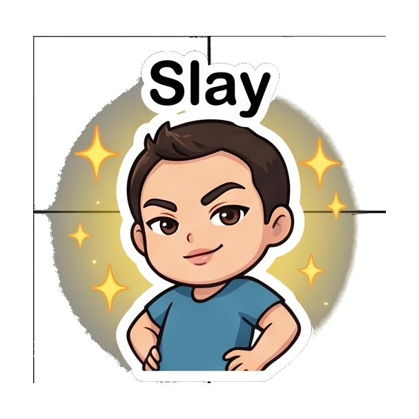 Boy looking confident and cool with a sparkling aura. Cheerful Boy Daily Life sticker for expressive chats and social replies.