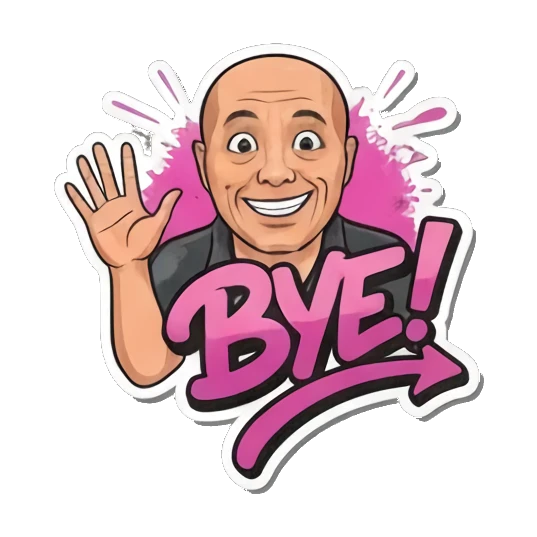 Waving goodbye ('Bye!') Bald Guy's Street Vibes sticker for expressive chats and social replies.