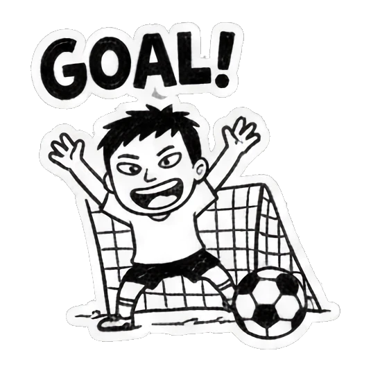 男孩进球庆祝 Soccer Boy's Daily Play sticker for expressive chats and social replies.