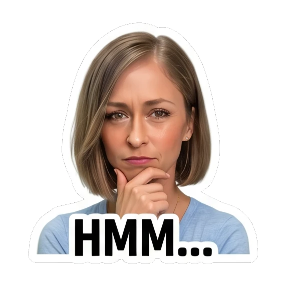 Woman thinking with hand on chin Daily Life Expressions sticker for expressive chats and social replies.