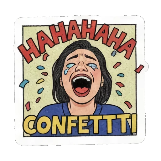 woman laughing crying Retro Comic Daily Expressions sticker for expressive chats and social replies.