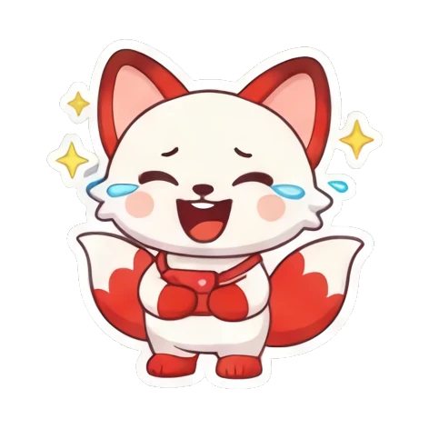 crying happy fox Cheerful Red Fox Adventures sticker for expressive chats and social replies.