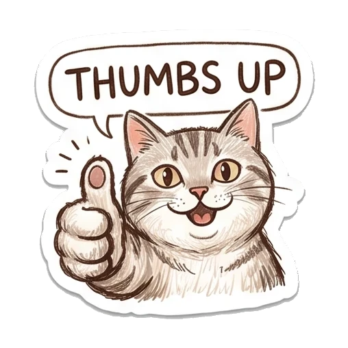 Cat giving a thumbs up Cozy Tabby Doodle Life sticker for expressive chats and social replies.