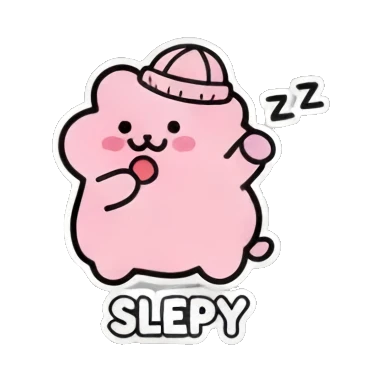 Blob sleeping with zzz Pinky Blob Adventures sticker for expressive chats and social replies.