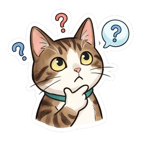 Tabby cat thinking with a question mark bubble Tabby Cat Daily Life sticker for expressive chats and social replies.