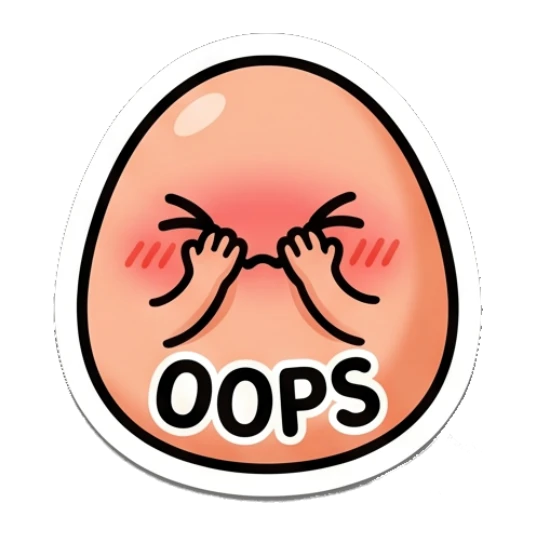 Embarrassed egg covering face with hands and text OOPS Little Egg Emotions sticker for expressive chats and social replies.