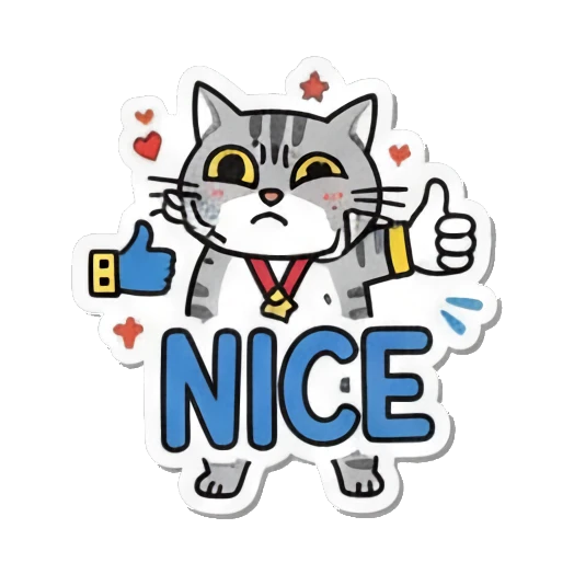 cat giving a nice thumbs up Playful Tabby Cat Daily sticker for expressive chats and social replies.
