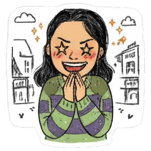 Girl blushing with excited let's go text Sketchy Girl Daily Vibes sticker for expressive chats and social replies.