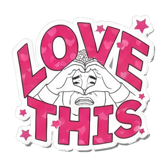 Man making heart shape with hands and Love This text Office Guy Daily Vibes sticker for expressive chats and social replies.