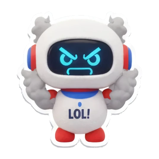Angry robot with steam Mini Bot Emotions sticker for expressive chats and social replies.