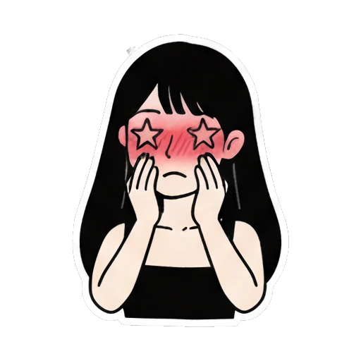 Girl blushing with star eyes saying Oops Daily Life of a Cool Girl sticker for expressive chats and social replies.