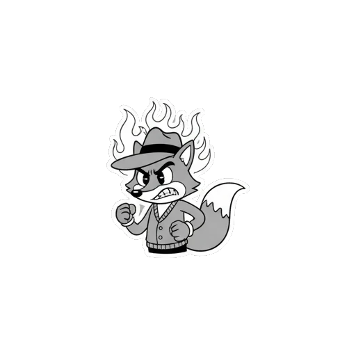 Detective fox looking furious with flames behind him saying Seriously? Vintage Detective Fox sticker for expressive chats and social replies.