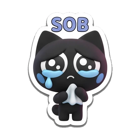 黑猫伤心流泪 Melodic Black Cat sticker for expressive chats and social replies.