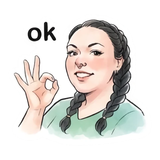 Girl making an OK hand gesture with a confident smile. Modern Girl Daily Expressions sticker for expressive chats and social replies.