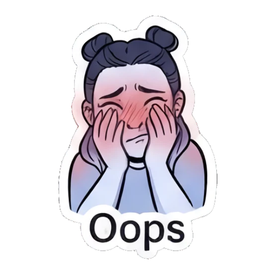 Embarrassed girl covering face with hands saying Oops Modern Girl Daily Vibes sticker for expressive chats and social replies.