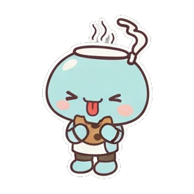 Blue teapot character eating a cookie with tongue out Teapot Buddy Daily Life sticker for expressive chats and social replies.