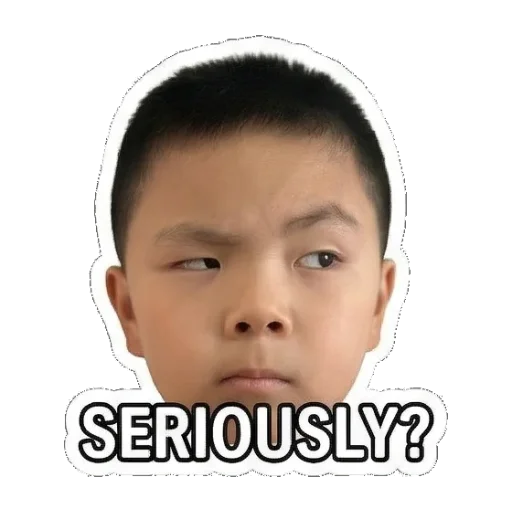侧目怀疑，问SERIOUSLY Boy's Expressive Faces sticker for expressive chats and social replies.