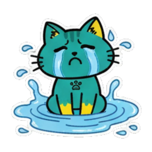 泪流满面的猫 Cute Teal Cat Stickers sticker for expressive chats and social replies.