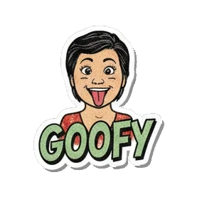 Mother character sticking tongue out saying GOOFY Retro Comic Mom Expressions sticker for expressive chats and social replies.