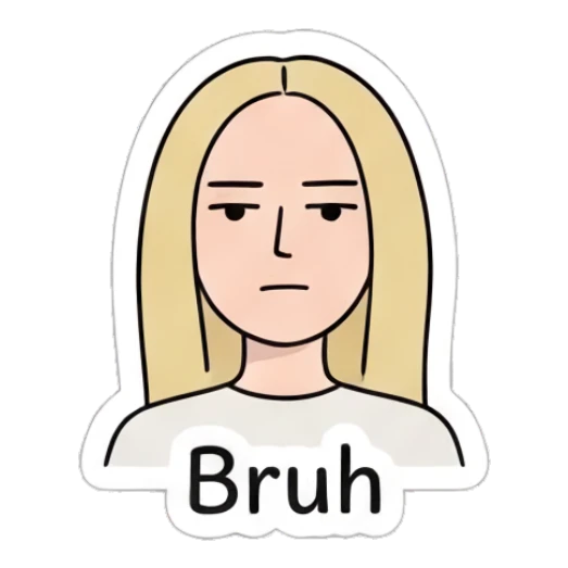 Blonde girl looking bored and unimpressed with text Bruh Blonde Girl Daily Vibes sticker for expressive chats and social replies.