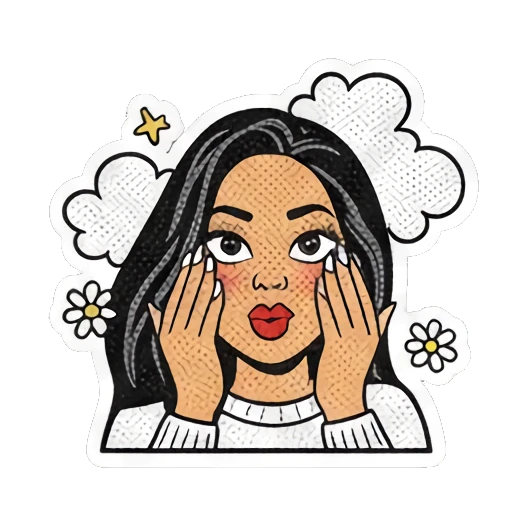 害羞捂脸表情 Retro Comic Girl Vibes sticker for expressive chats and social replies.