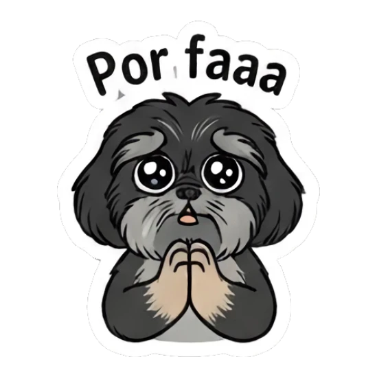 Shih Tzu looking pleading with big eyes and text Por faaa Little Shih Tzu Moods sticker for expressive chats and social replies.