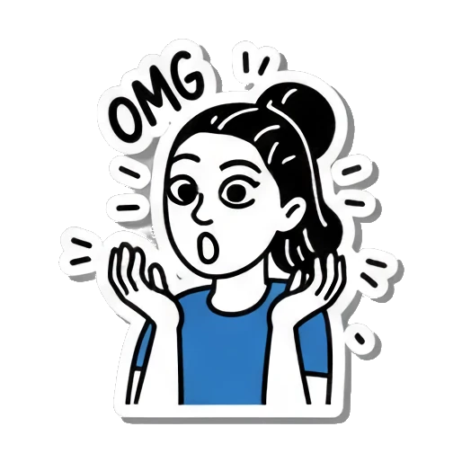 女孩惊讶OMG Pop Art Girl Expressions sticker for expressive chats and social replies.
