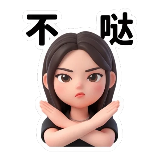 Girl crossing arms to show disagreement Modern Girl Daily Expressions sticker for expressive chats and social replies.