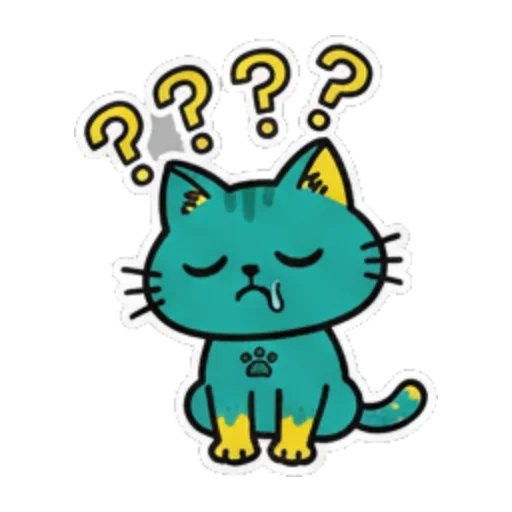 疑惑不解的猫 Cute Teal Cat Stickers sticker for expressive chats and social replies.