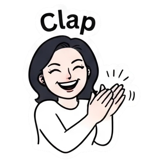 Happy woman clapping hands saying Clap Daily Life of a Modern Girl sticker for expressive chats and social replies.
