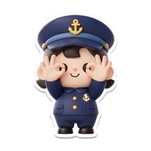 Q版船长双手比心 Chibi Sailor's Daily Expressions sticker for expressive chats and social replies.
