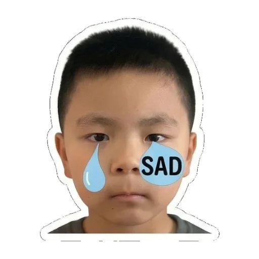 眼含泪水，表情悲伤SAD Boy's Expressive Faces sticker for expressive chats and social replies.