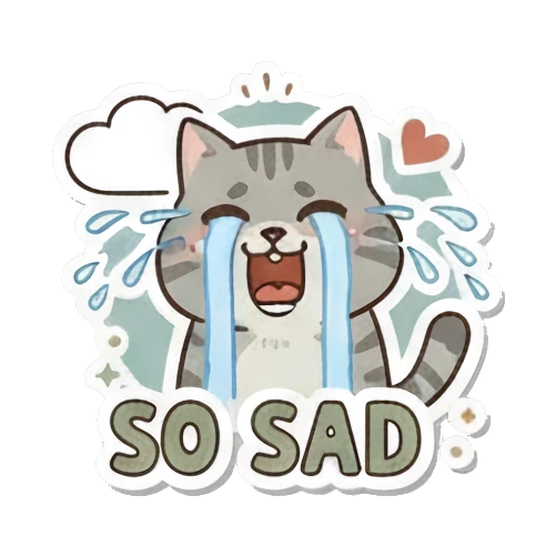 流泪难过的小猫 Playful Grey Tabby sticker for expressive chats and social replies.