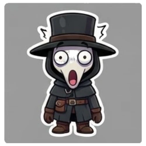 Plague doctor shocked with wide eyes and open mouth Plague Doctor Adventures sticker for expressive chats and social replies.