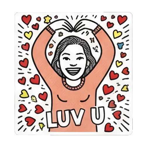 女孩双手比心 Pop Art Girl Daily Vibes sticker for expressive chats and social replies.