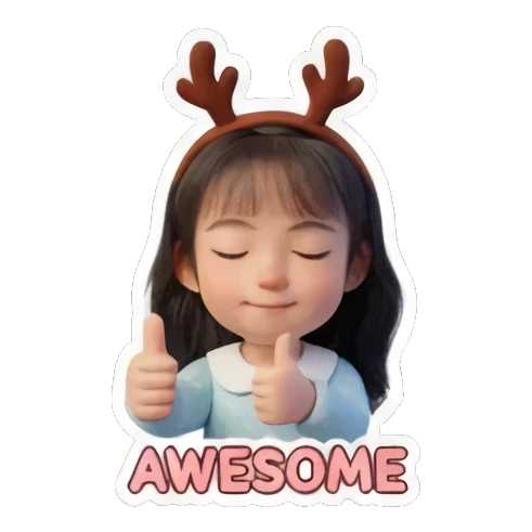 闭眼点赞表示赞同 Holiday Girl Adventures sticker for expressive chats and social replies.