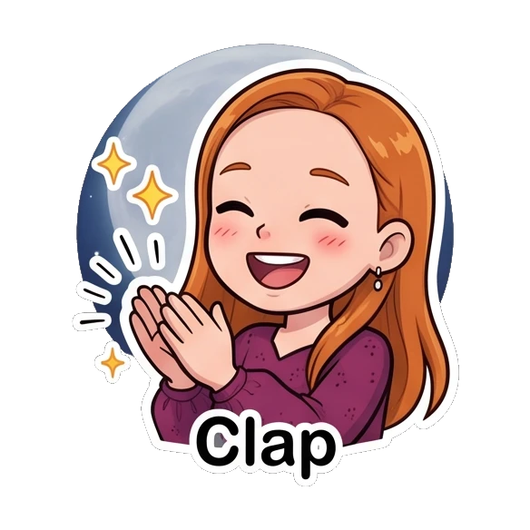 Ginger girl clapping hands with a joyful and enthusiastic expression Ginger Girl Daily Life sticker for expressive chats and social replies.