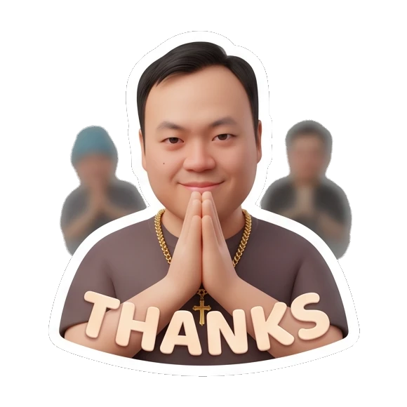 双手合十表示感谢 Modern Guy Daily Vibes sticker for expressive chats and social replies.