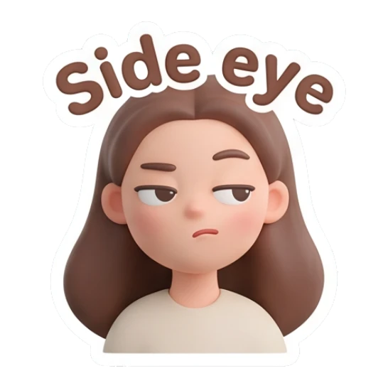 Girl giving a side eye look Cute Clay Girl Daily Expressions sticker for expressive chats and social replies.