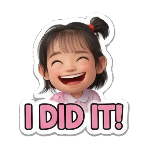 小女孩成功庆祝 Little Girl Daily Vibes sticker for expressive chats and social replies.