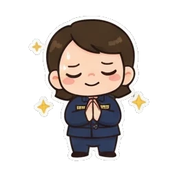 疑惑女孩满头问号。 Little Officer's Daily Express sticker for expressive chats and social replies.