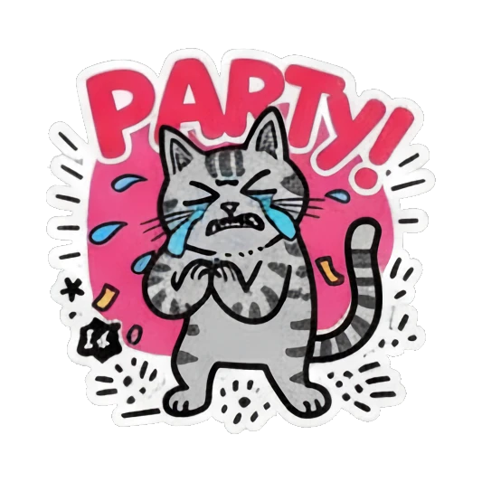 猫咪伤心啜泣 Colorful Keith Haring Cat sticker for expressive chats and social replies.