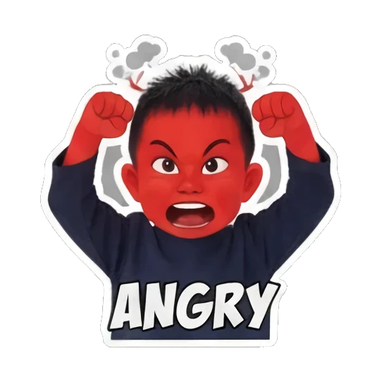 boy angry red face Little Boy's Daily Moods sticker for expressive chats and social replies.