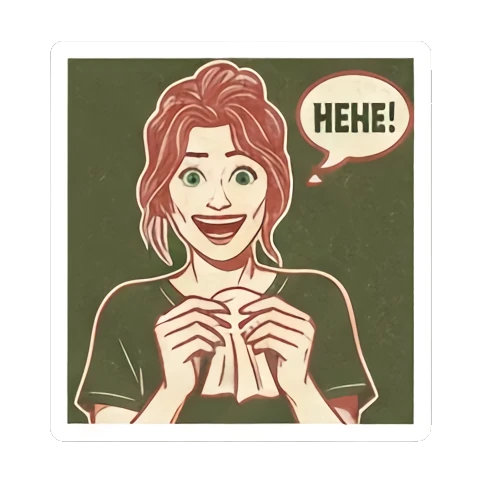 女孩开心HEHE Vintage Vixen Vibes sticker for expressive chats and social replies.