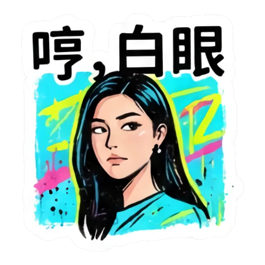Annoyed girl rolling her eyes, showing disdain or boredom. Vibrant Urban Girl Expressions sticker for expressive chats and social replies.