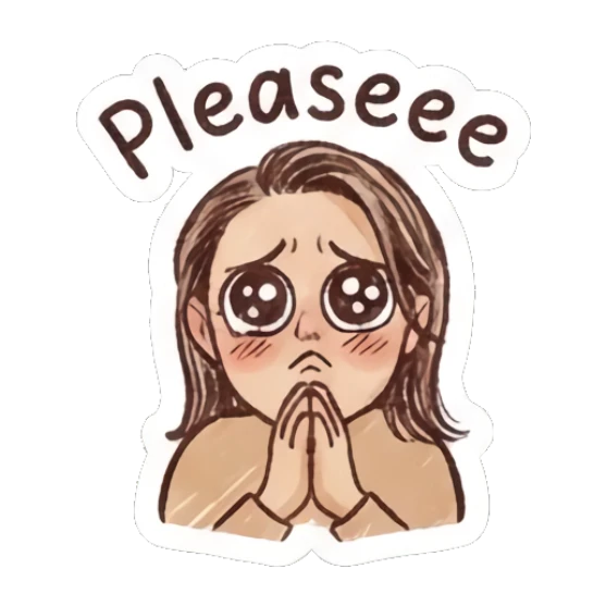 Girl pleading with big puppy eyes Doodle Girl Daily Expressions sticker for expressive chats and social replies.